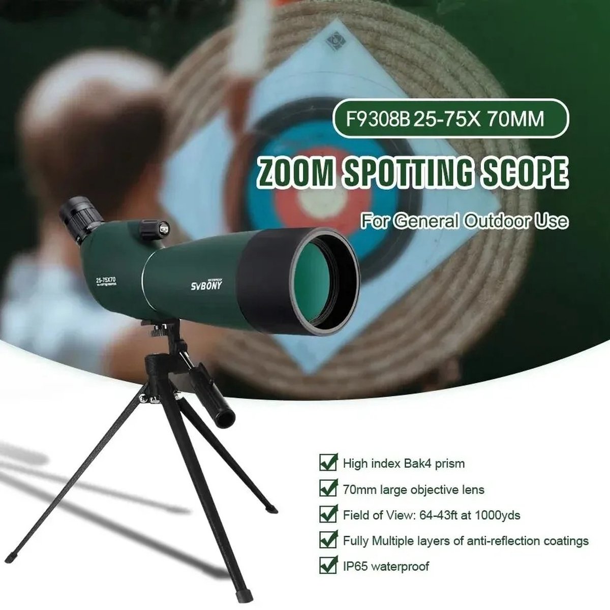 Telescoop Spotting Scope Monocular Verrekijker Bak4 FMC Waterdicht Met Statief