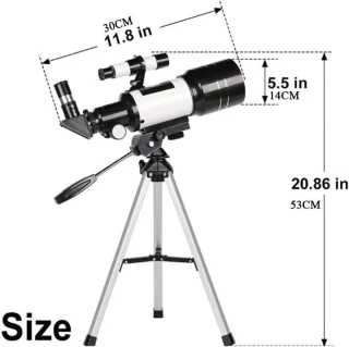 Telescoop - Sterrenkijker - 70mm diafragma - 300mm brandpuntsafstand - Zwart