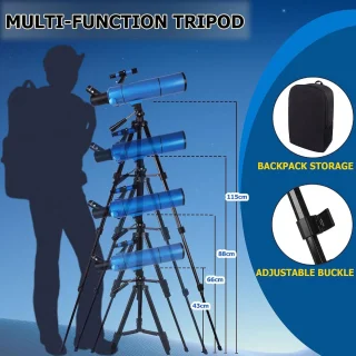 Telescoop voor beginners - sterrenkijker refractor met rugzak, 500mm, elektroblauw