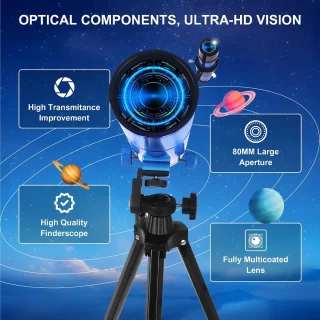 Telescoop voor beginners - sterrenkijker refractor met rugzak, 500mm, elektroblauw