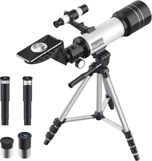 Telescoop voor kinderen en volwassenen, refractortelescoop van 70 mm met brandpuntsafstand van 400 mm
