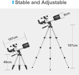 Telescoop voor kinderen en volwassenen, refractortelescoop van 70 mm met brandpuntsafstand van 400 mm