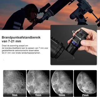 Zoom Oculair Telescoop 7-21mm 1.25 inch Astronomisch
