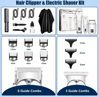 Tondeuse mannen-Baardtrimmers-Professionele Draadloze Tondeuse-Kappersmantel-Baardverzorgings set-voor Thuis, Kapper-zilver