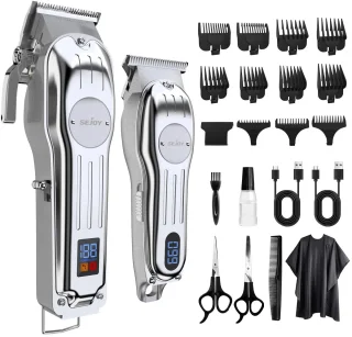Professionele Tondeuse Set – 2-in-1 Grote & Precisie Trimmer – LCD Display – RVS Bladen – 11 Opzetkammen (0,1-19 mm) – 300 min Gebruikstijd – Complete Knipset - TELEO