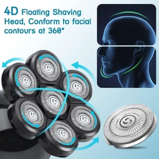 Mrs. Jones 6-in-1 scheerapparaat voor heren 7D roterend waterdicht geen absolute baardtrimmer draagbaar oplaadbaar draadloos nat en droog tondeuse set .