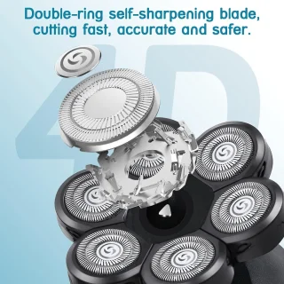 Mrs. Jones 6-in-1 scheerapparaat voor heren 7D roterend waterdicht geen absolute baardtrimmer draagbaar oplaadbaar draadloos nat en droog tondeuse set .