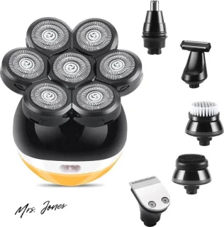 Mrs. Jones 6-in-1 scheerapparaat voor heren 7D roterend waterdicht geen absolute baardtrimmer draagbaar oplaadbaar draadloos nat en droog tondeuse set .