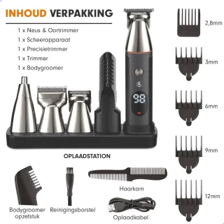 AG250 All In One Scheerset - Bodygroomer mannen - Nat en droog - Waterproof- Trimmer - Scheerapparaat - Scheren - Draadloos - Tondeuse - Hair, Body & Face- Baardtrimmer