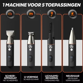 AG250 All In One Scheerset - Bodygroomer mannen - Nat en droog - Waterproof- Trimmer - Scheerapparaat - Scheren - Draadloos - Tondeuse - Hair, Body & Face- Baardtrimmer