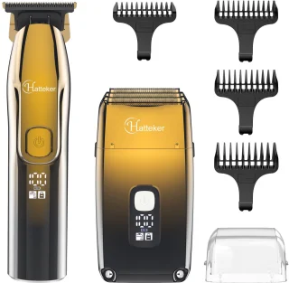 Hatteker Elektrisch Scheerapparaat & Tondeuse – Foliescheerapparaat voor Mannen – Glatzenraser met Precisietrimmer – 3-voudig Mes – Waterdicht – Goud