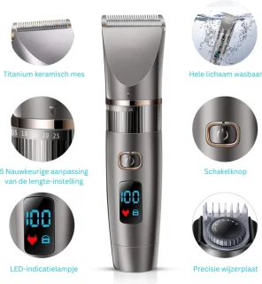 3-in-1 Tondeuse Mannen Hoofdhaar – Haartondeuse – Draadloze Baardtrimmer – Baard Trimmer- Trimapparaat Met Meerdere Opzetstukken – Kapperset Met Kappersmantel – Hair Clipper Waterdicht