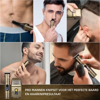 Hatteker Elektrisch Scheerapparaat en Haartrimmer 4-in-1 Set voor Mannen – Tondeuse, Foliescheerapparaat, Neushaartrimmer, Baardtrimmer en Verzorgingsset – Perfect Cadeau voor Heren