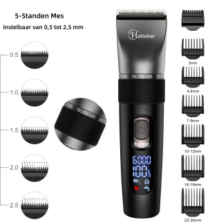 Hatteker 2-in-1 Tondeuse & Neustrimmer voor Heren – Baardtrimmer & Neustrimmer – Waterdicht & Oplaadbaar