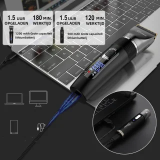 Hatteker 2-in-1 Tondeuse & Neustrimmer voor Heren – Baardtrimmer & Neustrimmer – Waterdicht & Oplaadbaar