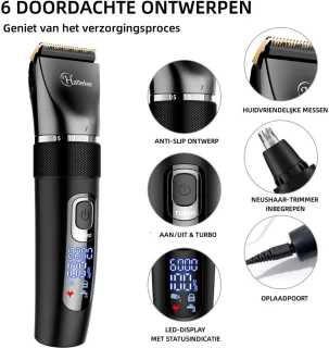 Hatteker 2-in-1 Tondeuse & Neustrimmer voor Heren – Baardtrimmer & Neustrimmer – Waterdicht & Oplaadbaar