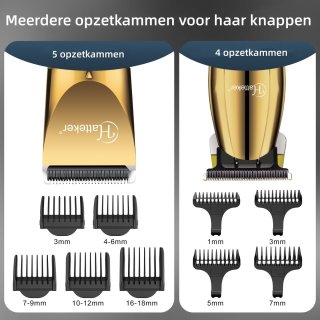 Wat vinden we goed aan de Hatteker Professionele Tondeuse Set – Haartrimmer & Baardtrimmer voor Heren – T-Blade Precisietrimmer – IPX7 Waterdicht – Inclusief Schaar en Knipcape – Goud