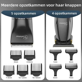 Hatteker Professionele Tondeuse Set – Haartrimmer & Baardtrimmer voor Heren – T-Blade Precisietrimmer – IPX7 Waterdicht – Inclusief Schaar en Knipcape – Zwart