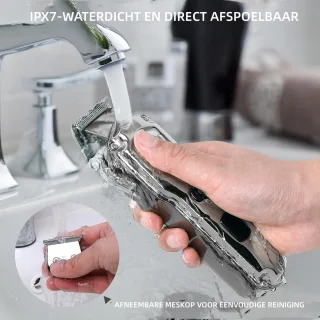Hatteker Professionele Tondeuse Set voor Heren – Baardtrimmer & Haartrimmer – Met Schaar & Kapperscape – IPX7 Waterdicht – USB Oplaadbaar – T-Blade Trimmer(Zilver)