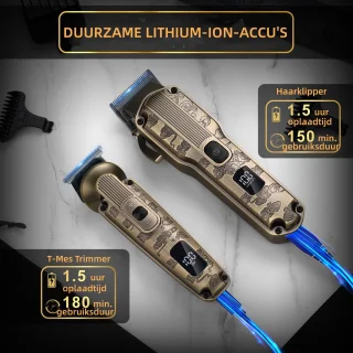Scttomon Professionele Tondeuse en 6-in-1 Trimmer Set voor Mannen – Haarknipper, Baardtrimmer, Precisietrimmer, Neustrimmer en Lichaamstrimmer – Complete 6-in-1 Verzorgingsset – Bronzen