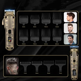 Scttomon Professionele Tondeuse en 6-in-1 Trimmer Set voor Mannen – Haarknipper, Baardtrimmer, Precisietrimmer, Neustrimmer en Lichaamstrimmer – Complete 6-in-1 Verzorgingsset – Bronzen