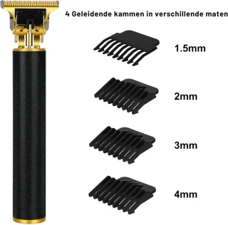 Professionele Tondeuse - Tondeuse Mannen - Carbon Draadloze Tondeuse - IPX5-Waterdicht - Tondeuse hoofdhaar - Haartrimmer - Tondeuses - Trimmer Mannen - Complete Set - Zwart/Goud