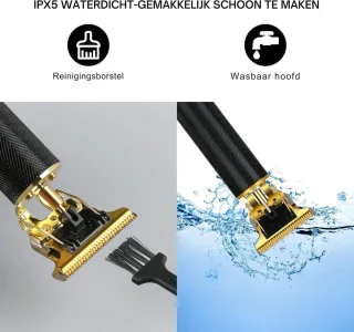 Professionele Tondeuse - Tondeuse Mannen - Carbon Draadloze Tondeuse - IPX5-Waterdicht - Tondeuse hoofdhaar - Haartrimmer - Tondeuses - Trimmer Mannen - Complete Set - Zwart/Goud