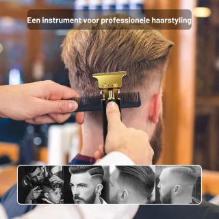 Professionele Tondeuse - Tondeuse Mannen - Carbon Draadloze Tondeuse - IPX5-Waterdicht - Tondeuse hoofdhaar - Haartrimmer - Tondeuses - Trimmer Mannen - Complete Set - Zwart/Goud