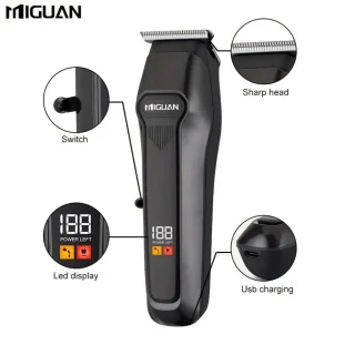 MIGUAN Tondeuse - Digitale Trimmer - Usb Oplaadbare Scheerapparaat voor Gezichtshaar, Hoofdhaar en Lichaamshaar - Batterij Indicator - Perfecte Lichaamshaar Verzorging voor Dames en Heren - Kleur: Zwart