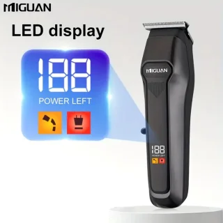 MIGUAN Tondeuse - Digitale Trimmer - Usb Oplaadbare Scheerapparaat voor Gezichtshaar, Hoofdhaar en Lichaamshaar - Batterij Indicator - Perfecte Lichaamshaar Verzorging voor Dames en Heren - Kleur: Zwart