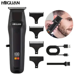 MIGUAN Tondeuse - Digitale Trimmer - Usb Oplaadbare Scheerapparaat voor Gezichtshaar, Hoofdhaar en Lichaamshaar - Batterij Indicator - Perfecte Lichaamshaar Verzorging voor Dames en Heren - Kleur: Zwart