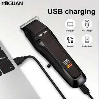MIGUAN Tondeuse - Digitale Trimmer - Usb Oplaadbare Scheerapparaat voor Gezichtshaar, Hoofdhaar en Lichaamshaar - Batterij Indicator - Perfecte Lichaamshaar Verzorging voor Dames en Heren - Kleur: Zwart