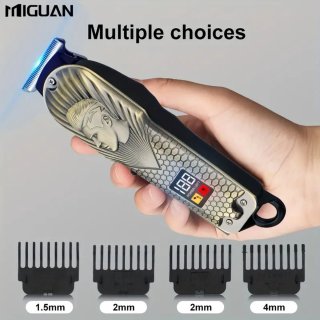 Wat vinden we goed aan de MIGUAN Vintage Tondeuse - Digitale Trimmer met 4 Opzetstukken - Usb Oplaadbare Scheerapparaat voor Gezichtshaar, Hoofdhaar en Lichaamshaar - Digitale Batterij Indicator - Perfecte Lichaamshaar Verzorging voor Dames en Heren - Kleur: Brons
