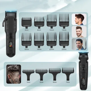 Scttomon Professionele Tondeuse en 6-in-1 Trimmer Set voor Mannen – Haarknipper, Baardtrimmer, Precisietrimmer, Neustrimmer en Lichaamstrimmer – Complete 6-in-1 Verzorgingsset – Zwart