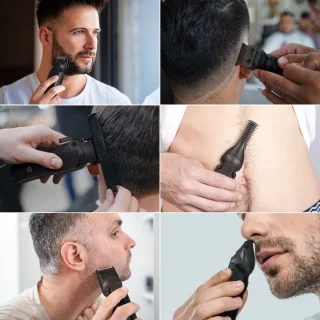 Scttomon Professionele Tondeuse en 6-in-1 Trimmer Set voor Mannen – Haarknipper, Baardtrimmer, Precisietrimmer, Neustrimmer en Lichaamstrimmer – Complete 6-in-1 Verzorgingsset – Zwart