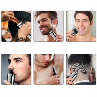 6-in-1 multifunctionele tondeuse - Haartrimmer - Trimmer van volledig formaat - LED-display - IPX6 waterdicht - Batterijniveau-indicator - Inclusief meerdere koppen