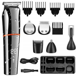 6-in-1 multifunctionele tondeuse - Haartrimmer - Trimmer van volledig formaat - LED-display - IPX6 waterdicht - Batterijniveau-indicator - Inclusief meerdere koppen