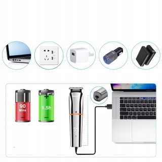 6-in-1 multifunctionele tondeuse - Haartrimmer - Trimmer van volledig formaat - LED-display - IPX6 waterdicht - Batterijniveau-indicator - Inclusief meerdere koppen