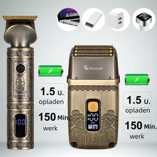 Scttomon 3-in-1 Tondeuse & Elektrisch Scheerapparaat voor Mannen – T-Blade Haarknipper & Neushaartrimmer – Foliescheerapparaat & Baardtrimmer – Tondeuse Cheveux – 3-voudige Mesjes – Draadloos