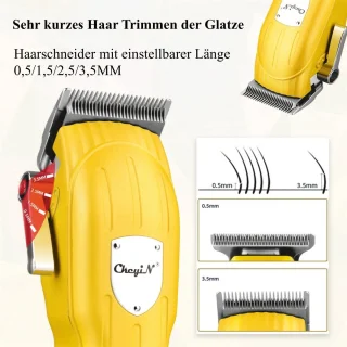 Tondeuse Mannen - Haartrimmer - Tondeuse Mannen Hoofdhaar - Trimmer voor Hoofd & Baard - Haar tondeuse - Trimmer - met 9 opzetkammen - geluidsarm - Geel