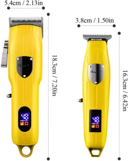 Tondeuse Mannen - Haartrimmer - Tondeuse Mannen Hoofdhaar - Trimmer voor Hoofd & Baard - Haar tondeuse - Trimmer - met 9 opzetkammen - geluidsarm - Geel