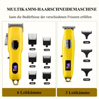 Tondeuse Mannen - Haartrimmer - Tondeuse Mannen Hoofdhaar - Trimmer voor Hoofd & Baard - Haar tondeuse - Trimmer - met 9 opzetkammen - geluidsarm - Geel