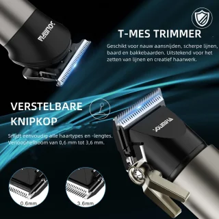 Hatteker Professionele 3-in-1 Tondeuse Set voor Mannen – Draadloze – Haartrimmer, T-Blade Trimmer en Neustrimmer – Complete Grooming Set – Grijze