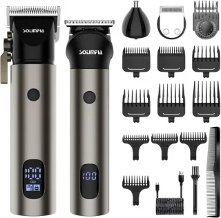 Hatteker Professionele 3-in-1 Tondeuse Set voor Mannen – Draadloze – Haartrimmer, T-Blade Trimmer en Neustrimmer – Complete Grooming Set – Grijze