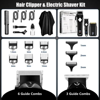 Tondeuse mannen-Baardtrimmers-Professionele Draadloze Tondeuse-Kappersmantel-Baardverzorgings set-voor Thuis, Kapper-Zwart