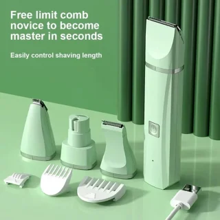 RM Store® - 4 In 1 Dieren Tondeuse - Elektrische Scheerapparaat - Trimmer - Verzorgingsset - USB C - Waterdicht - Groen