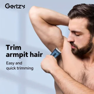Gertzy Tondeuse - Digitale Clipper - 3 Ingebouwde modi's/standen - Verchroomd Metaal Behuizing - Usb Oplaadbare Trimmer voor Gezichtshaar, Hoofdhaar en Lichaamshaar - Batterij Indicator - Perfecte Lichaamshaar Verzorging - Kleur: Blauw