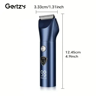 Gertzy Tondeuse - Digitale Clipper - 3 Ingebouwde modi's/standen - Verchroomd Metaal Behuizing - Usb Oplaadbare Trimmer voor Gezichtshaar, Hoofdhaar en Lichaamshaar - Batterij Indicator - Perfecte Lichaamshaar Verzorging - Kleur: Blauw