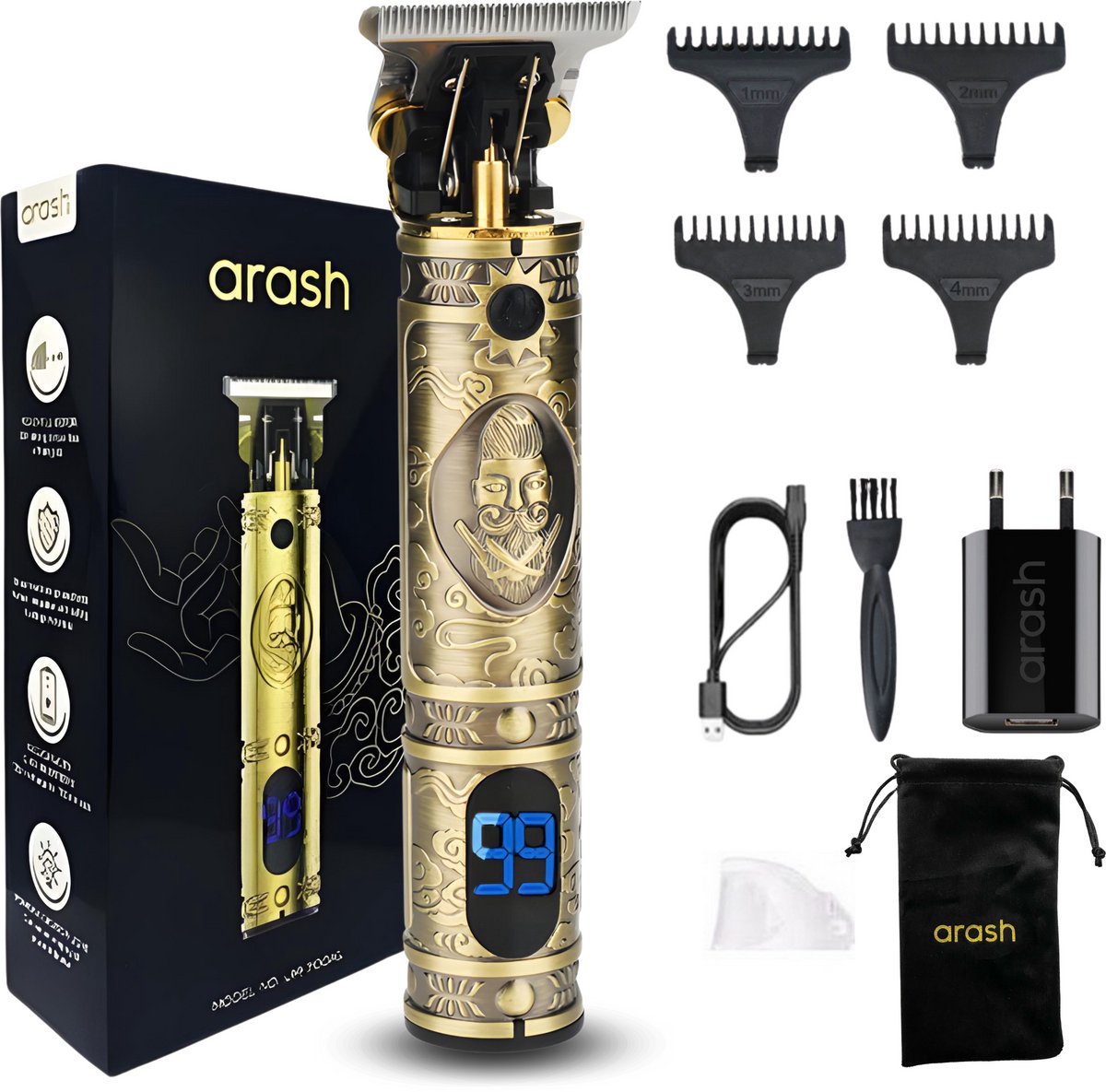 De arash® Professionele Draadloze Haar- en Baardtrimmer in één oogopslag