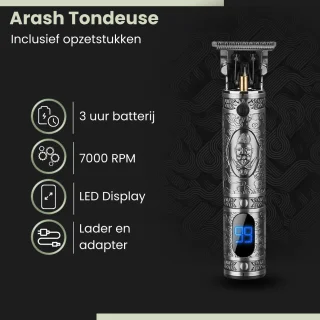 arash® Tondeuse Mannen 2025 - Draadloze Haartrimmer Grijs